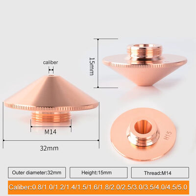 Kwaliteit  D32 H15 Laser Cutting Nozzle 2.0mm for Precision Cutting and Long Service Life fabriek